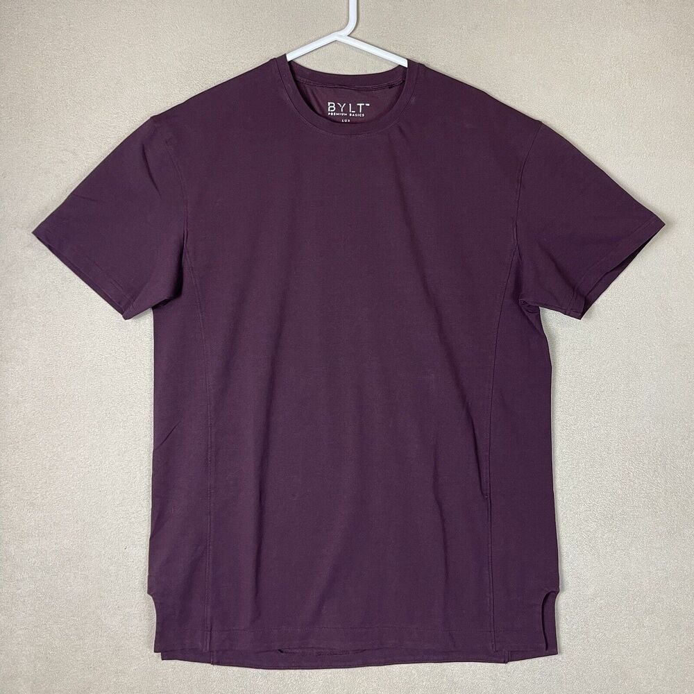 BYLT Shirt Mens Extra Large Burgundy Tee Crew Neck Casual Preppy Premium Adult